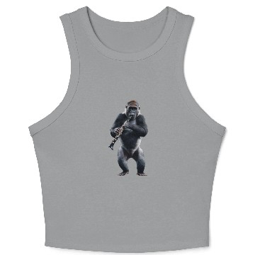 Discover Gorilla Playing Clarinet Realistic Crop Tank Top