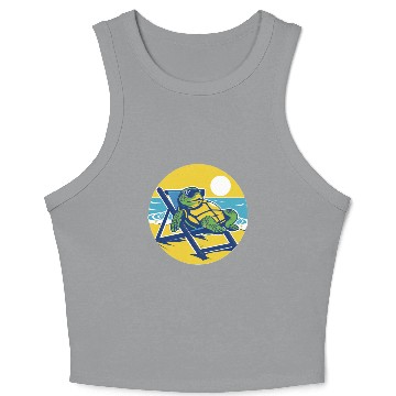 Discover Sea Turtle Chillin on the Beach Crop Tank Top