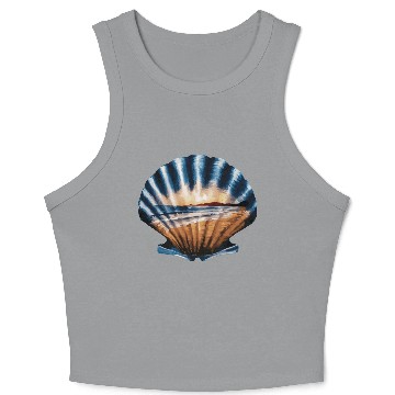 Discover Seashell Beach Scene Serene Ocean Landscape Crop Tank Top