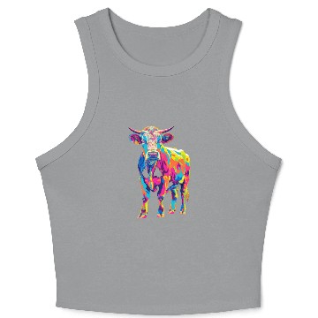 Discover Hereford Cattle Farmer Popart Crop Tank Top