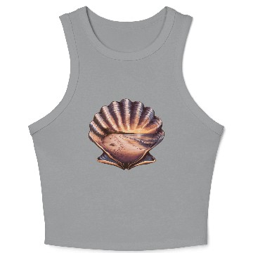 Discover Seashell Beach Scene Serene Ocean Landscape Crop Tank Top