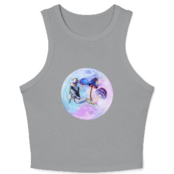 Discover Astronaut with mushrooms Crop Tank Top
