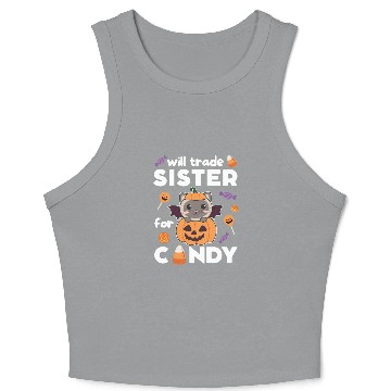Discover Cat Halloween Trade Sister For Candy Crop Tank Top