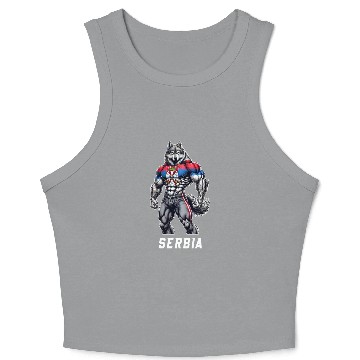 Discover Serbia Wolf Bodybuilding Design Crop Tank Top