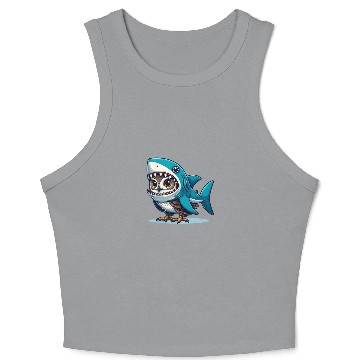 Discover Owl in Shark Costume Crop Tank Top