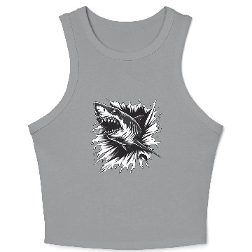 Discover Shark Sea Fish Lover Funny Design Crop Tank Top