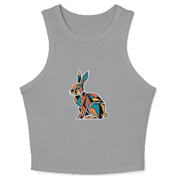 Discover Geometric Farm Animal Graphic Rabbit Vibrant Crop Tank Top