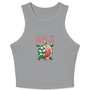 Discover Watermelon Turtle Lover Funny Summer Design Crop Tank Top