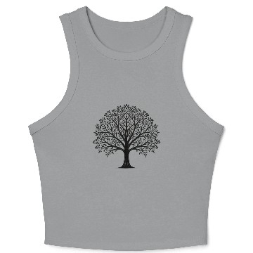 Discover black silhouette, tree, vector, minimalist style, Crop Tank Top