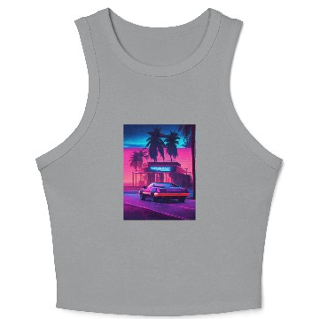 Discover Retro Synthwave Night Drive Crop Tank Top