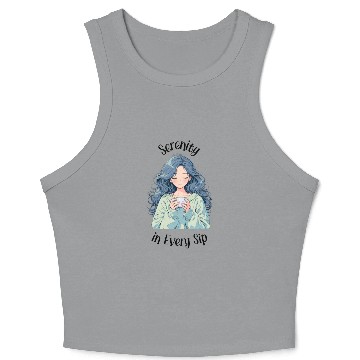 Discover A Woman Drinking Coffee, A Coffee Lover Text Crop Tank Top