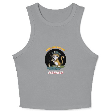 Discover cool fishing cat funny design Crop Tank Top