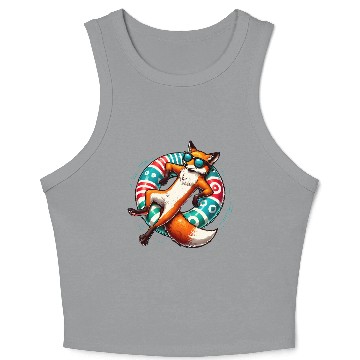 Discover A relaxed fox on a swimming ring Crop Tank Top