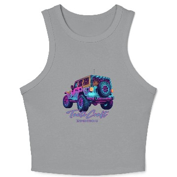 Discover Jeep rear view topographical Crop Tank Top