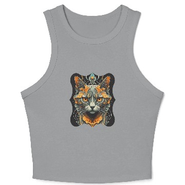 Discover Elegant stylish black and gold cat face Crop Tank Top