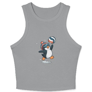 Discover Penguin Playing Volleyball With Goggles And Hat Crop Tank Top