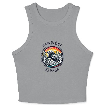 Discover Pamplona Spain bull vacation Crop Tank Top