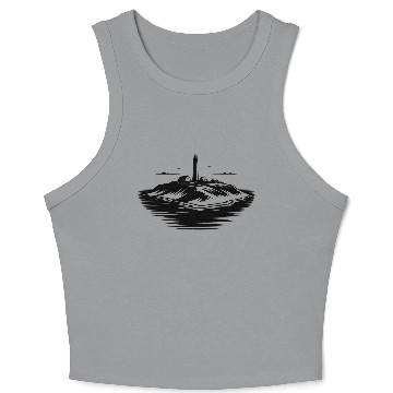 Discover Lonely Island With Lighthouse On The Coast Crop Tank Top