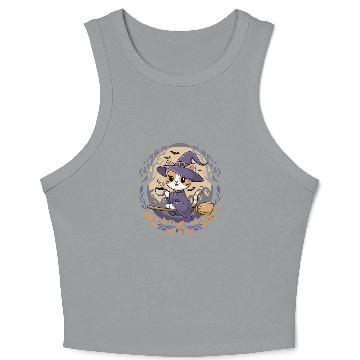 Discover Halloween Witch Cat Brewing Spooky Fun Crop Tank Top