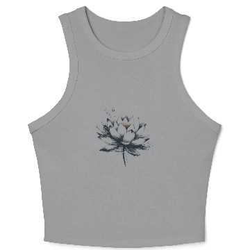 Discover Modern Lotus with Brushstroke Effect Crop Tank Top