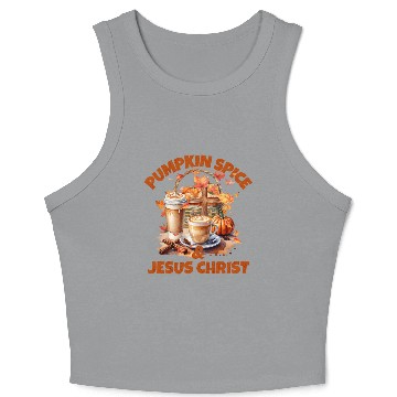 Discover Pumpkin Spice And Jesus Christ Crop Tank Top