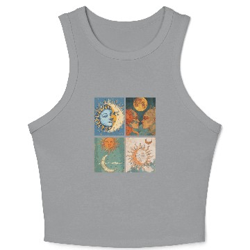 Discover Moon and Sun Tarot Card Designed Look Crop Tank Top