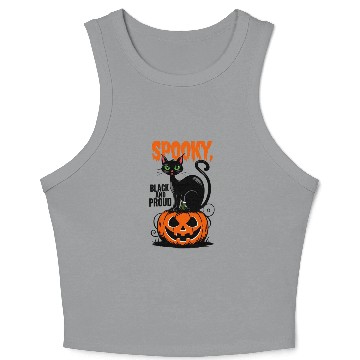 Discover Spooky Black and Proud Crop Tank Top