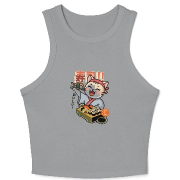 Discover Sushi Chef Cat Adorable Culinary Cat Design Crop Tank Top