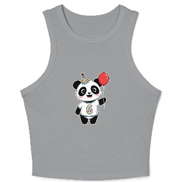 Discover 6th Birthday Panda Party Theme with Balloon Crop Tank Top