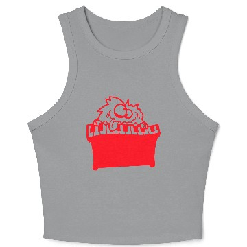 Discover Funny Hairy Alien Monster Playing Keyboard Music Crop Tank Top