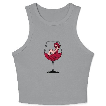 Discover Lady in Red Wine Glass Crop Tank Top
