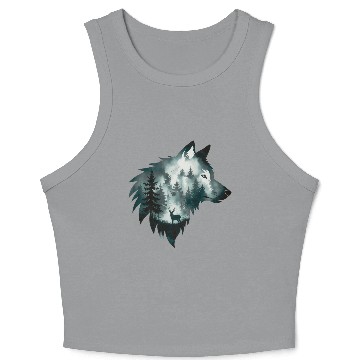 Discover A Captivating Intricate Artwork Featuring A Wolf Crop Tank Top