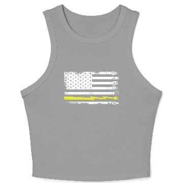 Discover Electrician Electrical Engineer Lineman US Flag Crop Tank Top