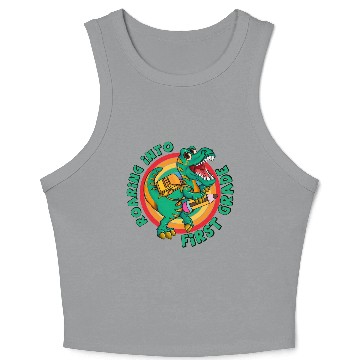 Discover 1st With Dinosaur rainbow Back To School Crop Tank Top