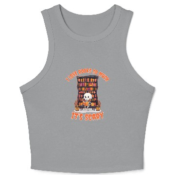 Discover Halloween skeleton book lover reading adults Crop Tank Top