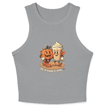 Discover It's Fall Y'all Funny Pumpkin Spice Latte Crop Tank Top