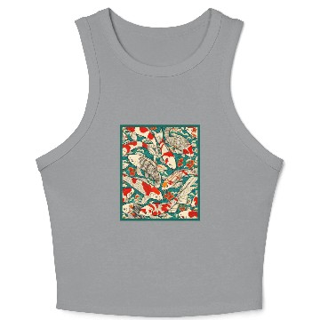 Discover Vintage Japanese Koi Fish Pattern Crop Tank Top