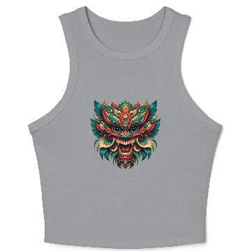 Discover Intricate Tribal Dragon Mask Crop Tank Top
