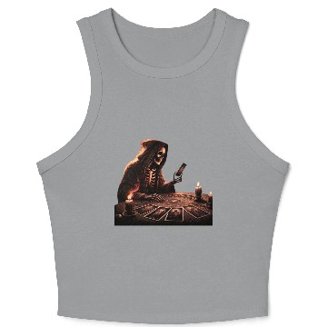 Discover Skeleton looking tarot cards Crop Tank Top