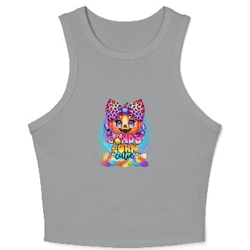Discover Sparkly Candy Corn Cutie Glitter Neon Pumpkin Crop Tank Top