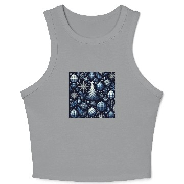 Discover flannel blue and white christmas Crop Tank Top