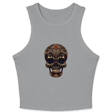 Discover skull with floral pattern it Crop Tank Top