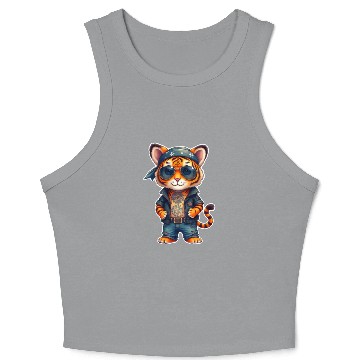 Discover Rock style cute tiger Crop Tank Top