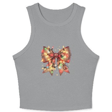 Discover Christmas Light Coquette Bow Crop Tank Top