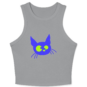 Discover Crazy Cat Squinting Funny Eyes Grimace Fun Cartoon Crop Tank Top