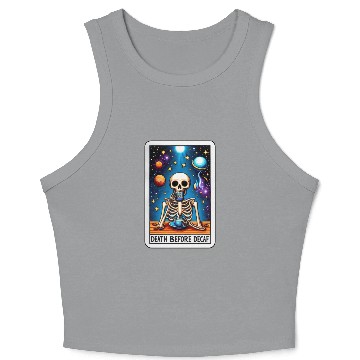 Discover Tarot Card Collection - Death Before Decaf Crop Tank Top