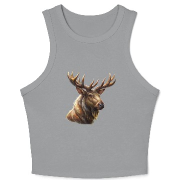 Discover Elk head with antlers Crop Tank Top
