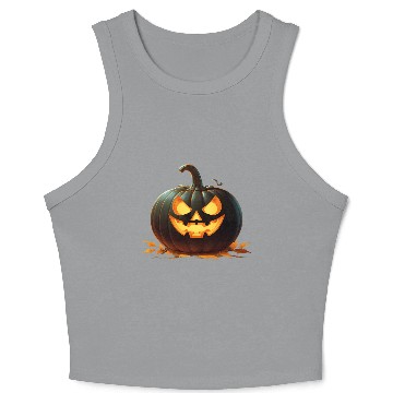 Discover Midnight Glow: Enchanted Halloween Pumpkin Crop Tank Top