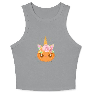 Discover Cute Unicorn Pumpkin: Fall Festivity Delight Crop Tank Top