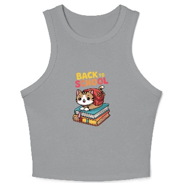 Discover Playful Cat Back to School Illustration Crop Tank Top